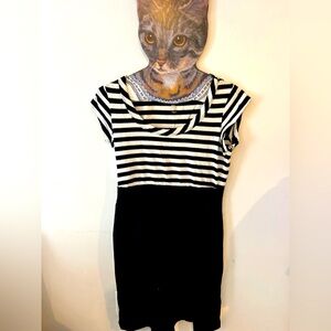 Black and white striped dress top solid black bottom